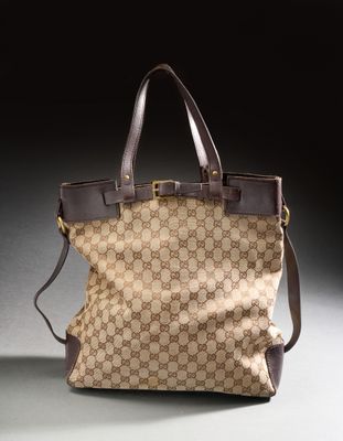 guccissi gg canvas and leather tote bag
