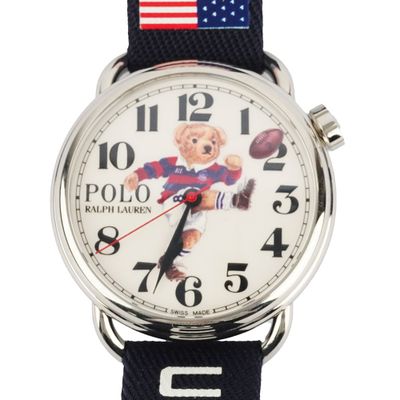 an image of a close up of a wrist watch with a teddy bear on it