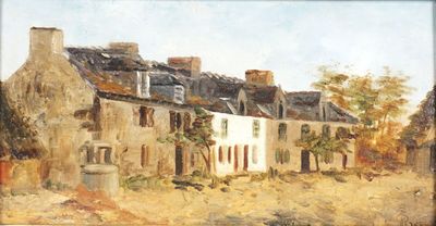 tableau représentant une maison dans un cadre champêtre
