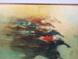 an oil painting of a painting of a bird flying through the air
