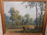 a picture of a painting of a man and a woman in the woods