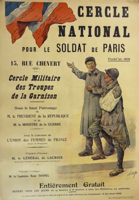 une vieille affiche française représentant un homme qui montre du doigt un autre homme vêtu d'un trench-coat