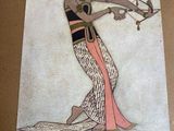 painting of a woman holding a bird in her right hand and a bird in her left hand