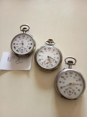 Lot de 3 montres à gousset, N°1 fonctionnelle, les 2 autres …