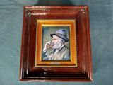 a picture of a painting of a man smoking a cigarette