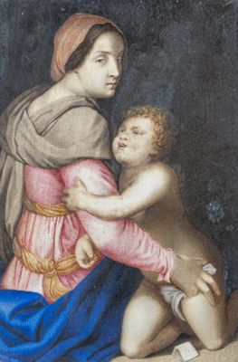 an image of a painting of a woman holding a child