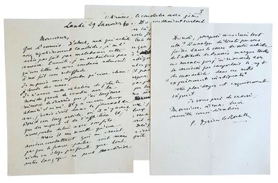 trois lettres tirées d'une lettre écrite à l'encre noire sur du papier blanc