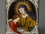 un tableau représentant une femme et un enfant en train de lire un livre