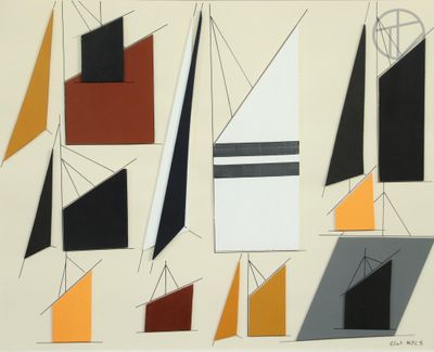une image représentant une peinture d'un groupe de voiliers sur un fond blanc