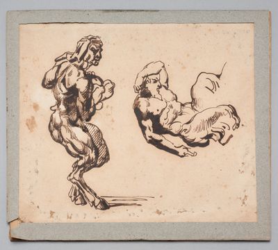 an image of a drawing of a man on a horse and a woman on a horse