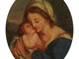 une image d'une peinture représentant une femme tenant un bébé