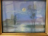 a picture of a painting of a landscape in a gold frame