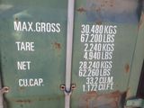 a close up of a green container with numbers on it