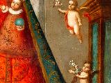 an image of a painting of the virgin of guadalupe surrounded by angels