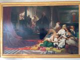 une photo d'un tableau représentant un groupe de personnes dans une pièce