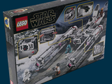a box of lego star wars sets on a blue background
