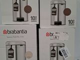 three boxes of brabantia trash cans are stacked on top of each other