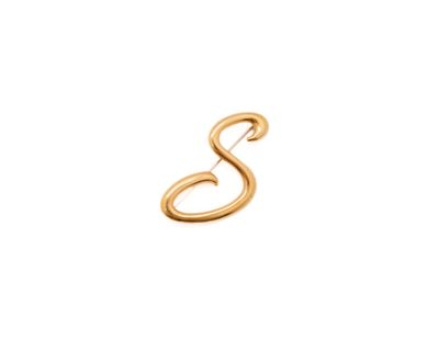 a gold letter s is shown on a white background