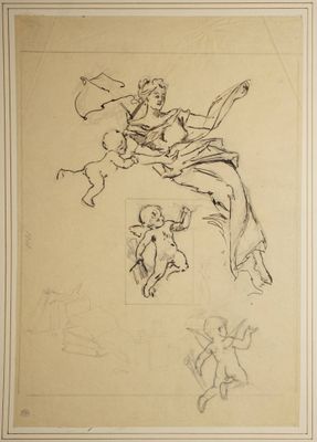 MOREAU-NÉRET Adrien, attribué à, Femme lisant et amours, Des…