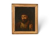 Portrait d'un homme barbu tenant un bâton, huile sur toile, XIXe siècle