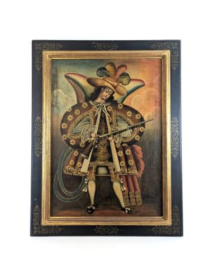 une image représentant un tableau d'une femme en costume