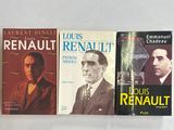 trois livres posés sur une table blanche, avec une photo en noir et blanc d'un homme