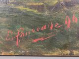 une image représentant un tableau sur lequel figure une inscription en rouge au bas de l'œuvre