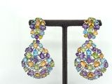 an image of a pair of earrings with multi colored stones