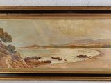 an image of a painting of a beach scene hanging on a wall