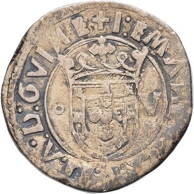 a close up of a coin with a crown on top of it