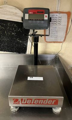 an image of a scale sitting on top of a metal counter