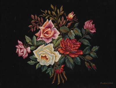 tableau représentant un bouquet de roses sur fond noir