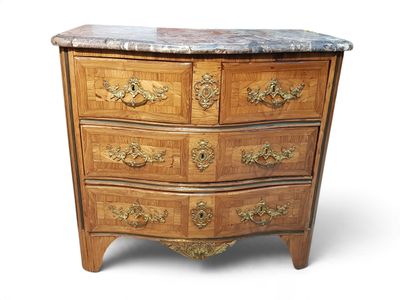 a marble top chest of drawers on a white background