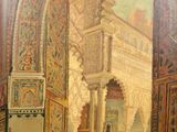 an image of a painting of a building with arches and columns