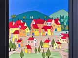 an image of a painting of a town with houses and trees