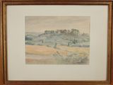 an image of a painting of a landscape in a wooden frame