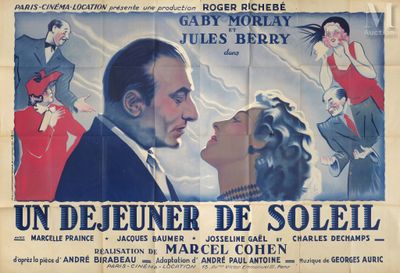 an old movie poster of a man and a woman in a red dress