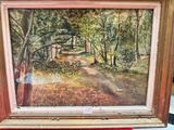 une photo d'un tableau représentant un sentier dans les bois