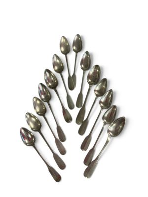 a lot of spoons and spoon spoons on a white surface