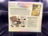a sign on the back of a purple chair that says pokemon evolutions