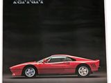 a poster of a red sports car on a black background