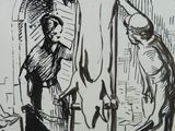 drawing of a man and woman in a room with a mirror