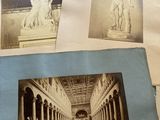 pictures of statues on the wall of a building