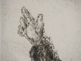 a drawing of a hand reaching up in the air