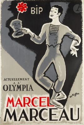 an old poster of a man holding a flower in his hand