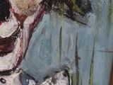 a painting of a clown with a hat and a bow tie