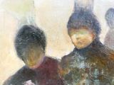 un tableau représentant deux personnes assises à une table
