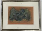 tableau représentant deux éléphants, encadré et accroché au mur