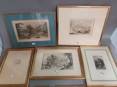 three framed pictures of a man and a woman sitting on a bench