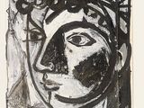 l'image d'un dessin en noir et blanc représentant le visage d'une femme